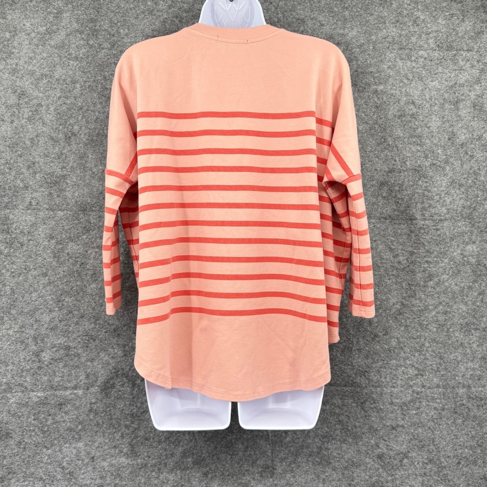 Pink & Coral Ml Striped Medium Oversized Top With 3/4 Sleeves SMALL ARMS - Picture 6 of 7